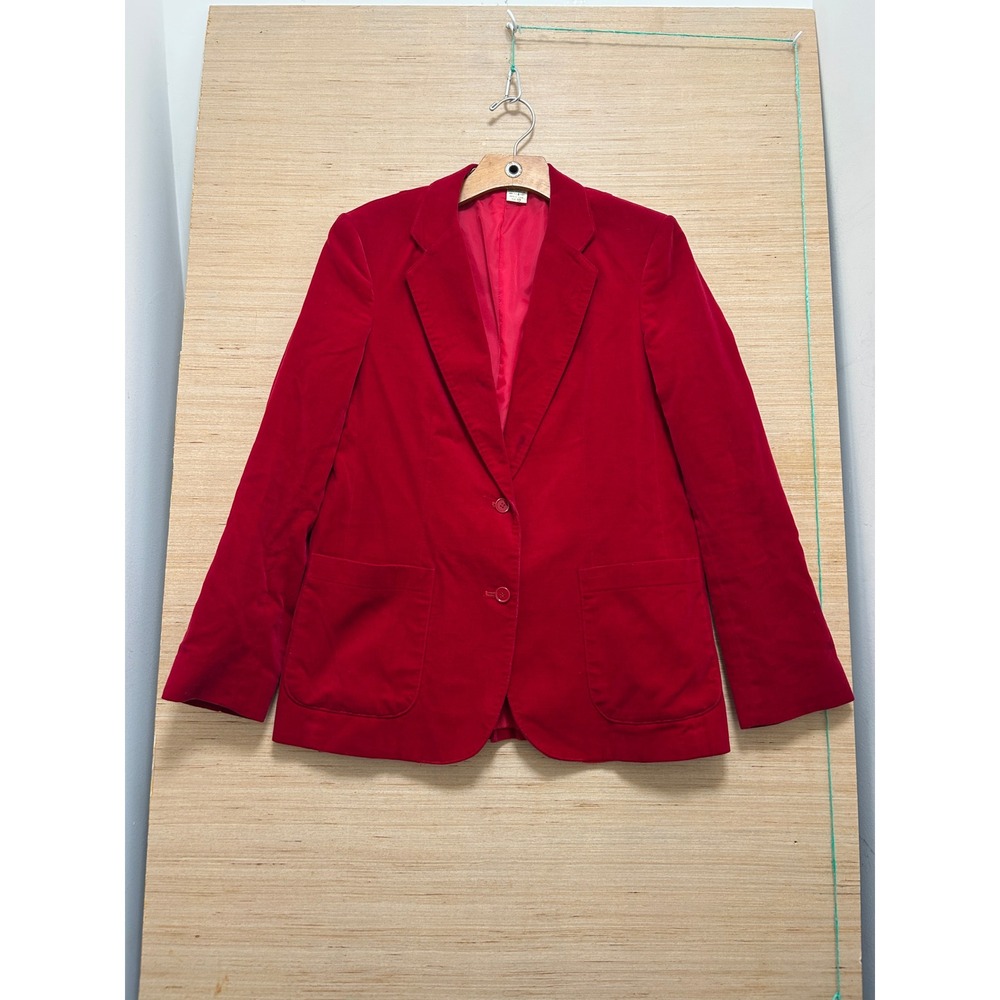 Dillards 900 West Vintage Red Velvet Blazer Jacket Size 12 Cotton Made in Japan